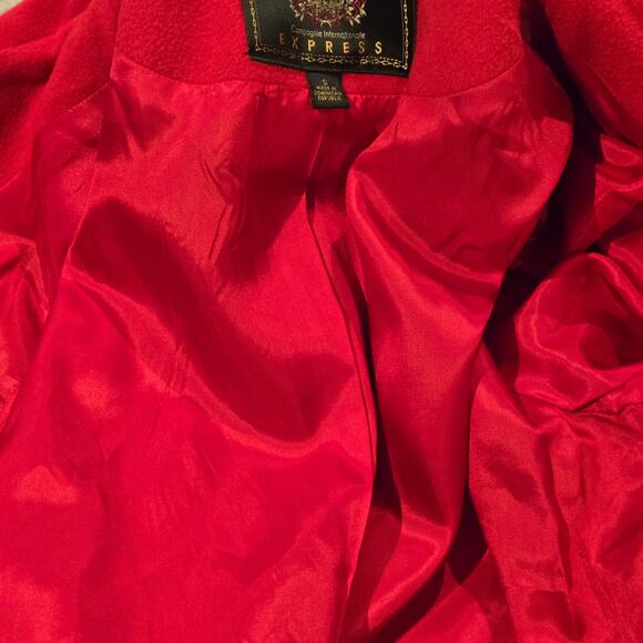 Vintage 80's 90's Express Red Wool Cashmere Blend 3-Button Classic Blazer, Sz S - Picture 7 of 9